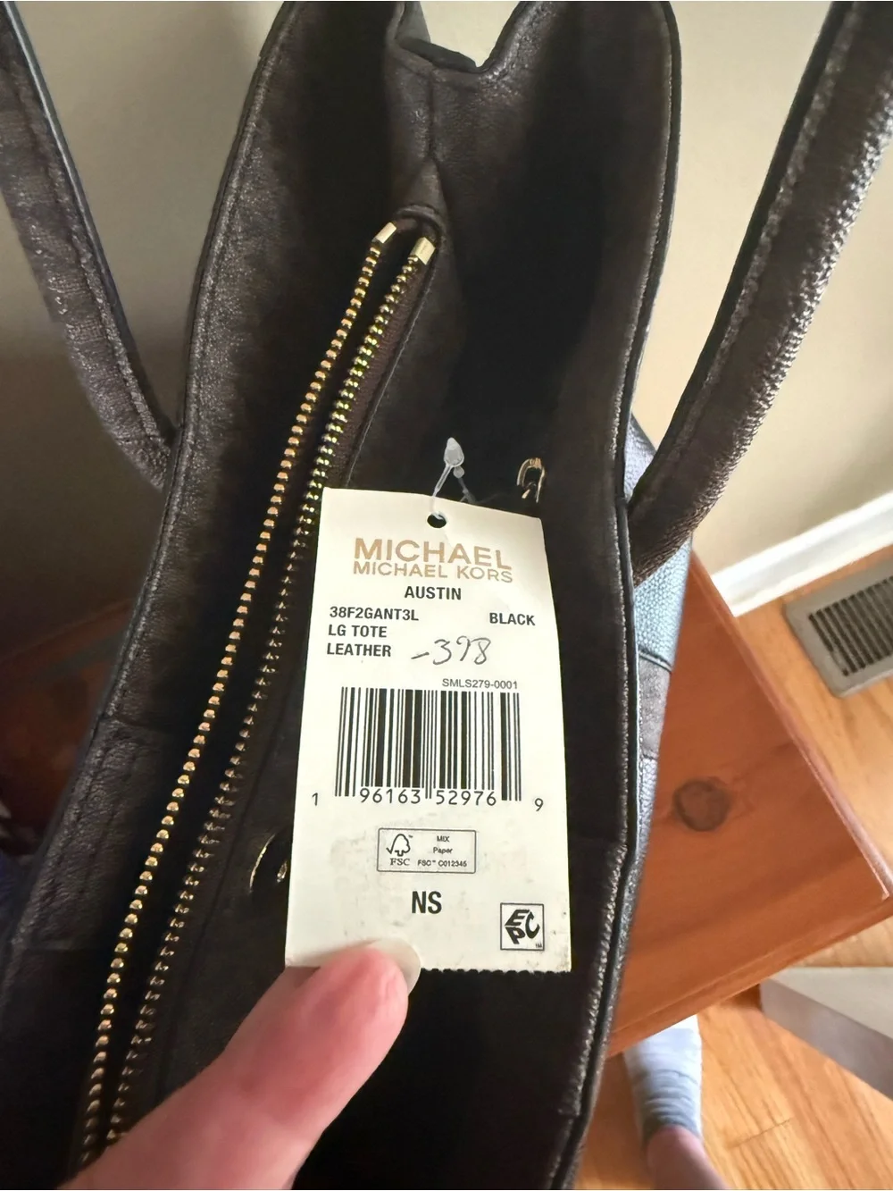Michael Kors Austin Black Tote with Brown Signature Trim NWT NO crossbody strap